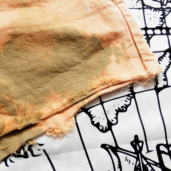 Calvin Klein || 90s Tie-Dye Denim Cut-Off High Waist Shorts - Picture 3 of 9